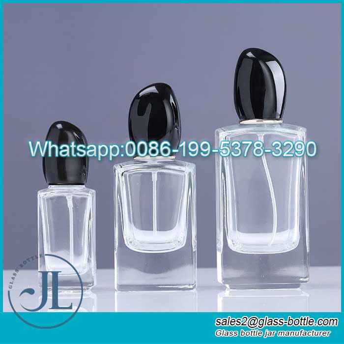 30ml 50ml 100ml Clear glass dispenser square spray perfume bottle