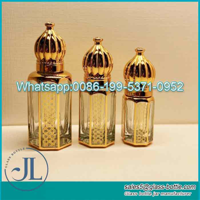 Frascos de perfume de vidro Attar luxuosos 3ml 6ml 12ml vazios para óleo essencial de Oud