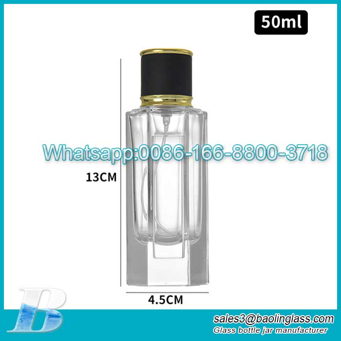 50ml bouteille de parfum en verre hexagonale bouteille de parfum bouteille de pulvérisation en verre cosmétique en gros