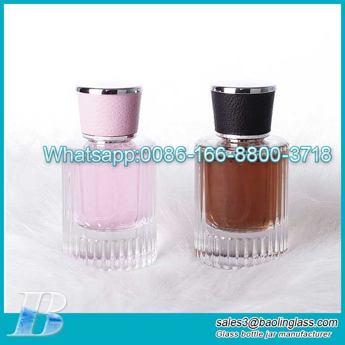 50ml Vertical Stripe Perfume Bottle Bayonet Spray Perfume Sub-Bottle with Cap Perfume Bottle Advanced