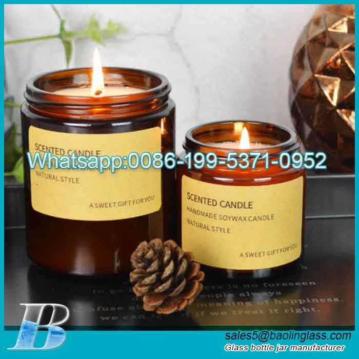 Wholesale 250ml luxury amber empty candle jar with aluminum lid factory