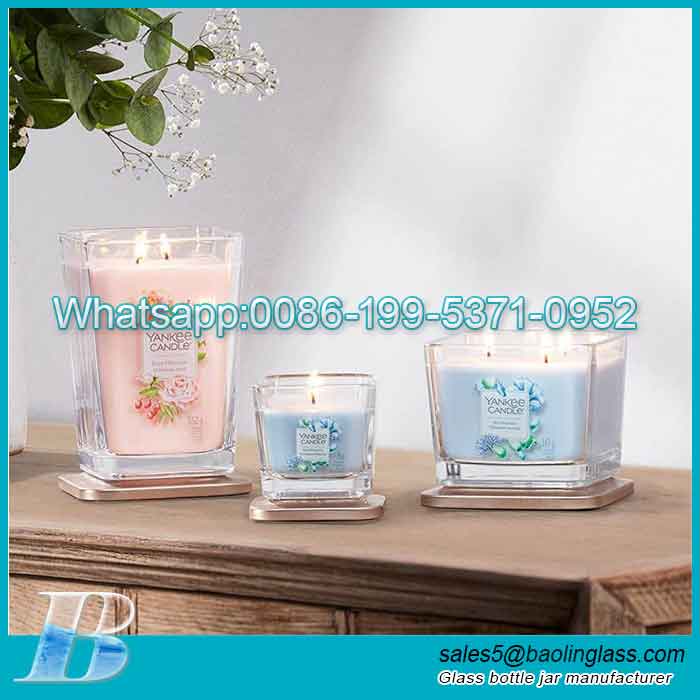 Barattolo di candela in vetro quadrato personalizzato da 5 * 5 cm per la fabbricazione di candele
