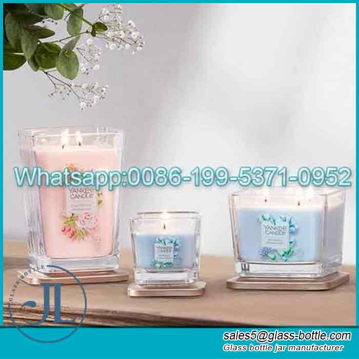 Custom 5*5cm square glass candle jar for candle making