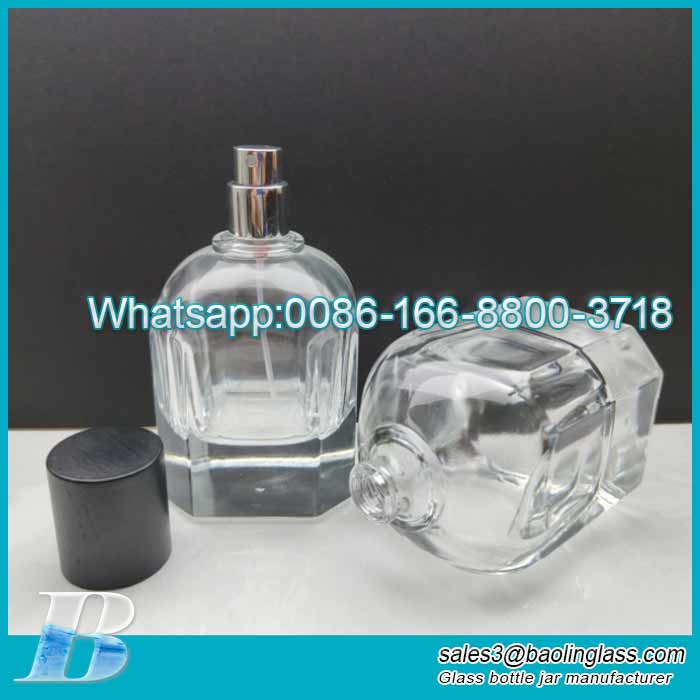 100Botella de perfume de vidrio pulido transparente ml al por mayor