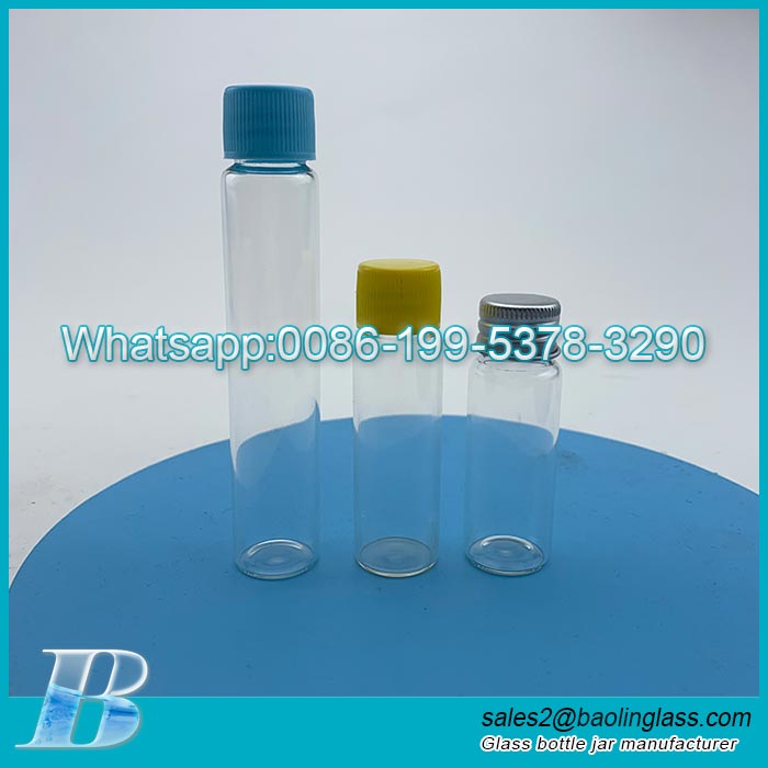 Customize 10ml 15ml 25ml Glass vials bottle with screw plastic cap
