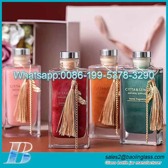 Luxury 150ml Square Glass Reed Diffuser Bottle With Stopper