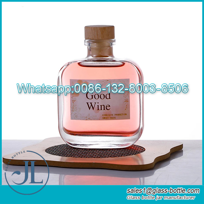 200ml flat glass bottle for wine beverage syrup diffuser