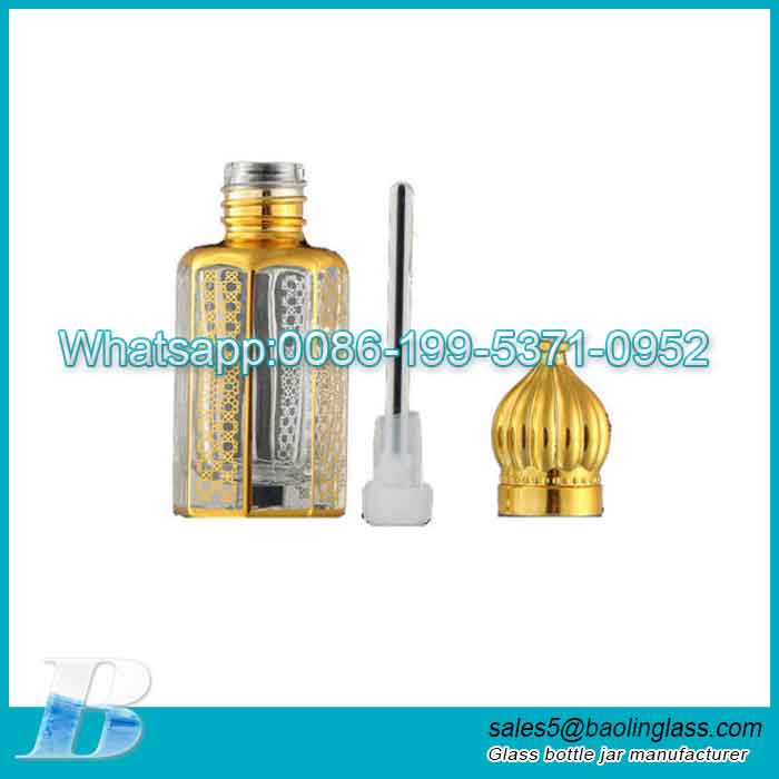 3Botella de aceite esencial de perfume Attar Arabian Oud de 6 ml con cuentagotas de vidrio