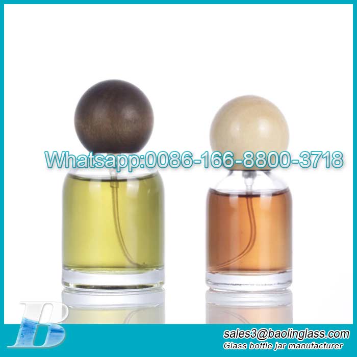 30ml50ml Thickened Glass Spray Perfume Bottle Wood Ball Cap