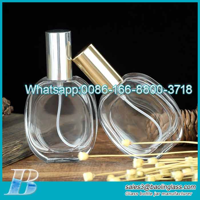 50 ml Oblate transparent glass perfume bottle Wholesale