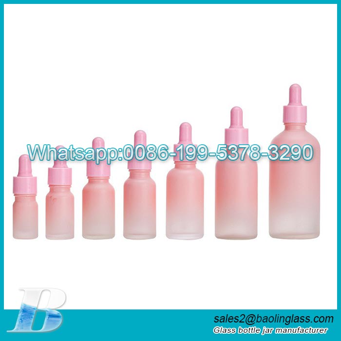 5ml -100ml Gradient pink color glass essential oil bottle