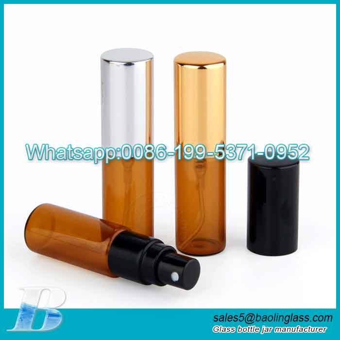 Flacone spray per campioni di flacone di profumo marrone personalizzato da 5 ml e 10 ml