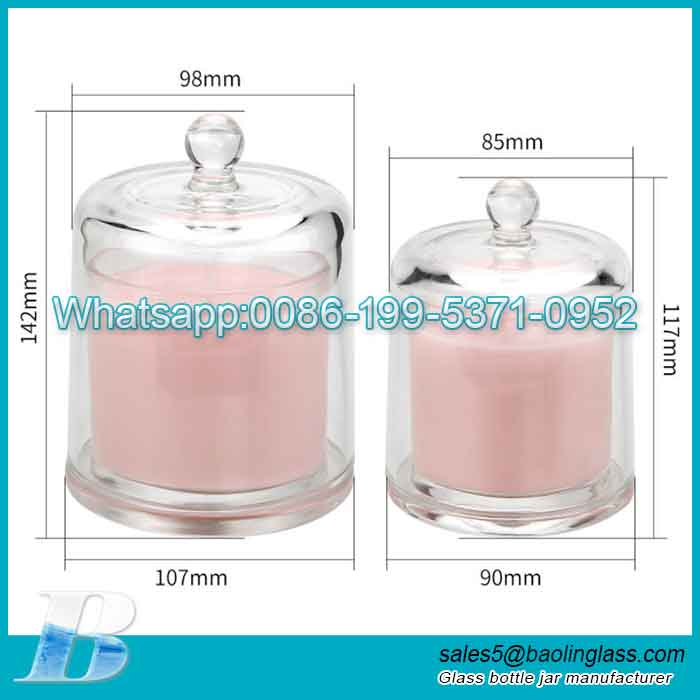 Custom wholesale empty luxury glass candle jars with lid