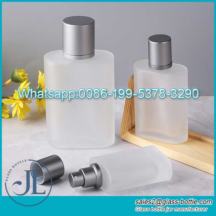 25ml 50ml 100ml Frosted glass perfume bottle with aluminum spray lid