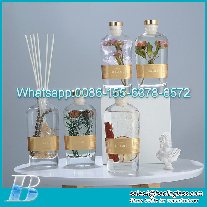 OEM 200ML Clear square reed diffuser bottle glass