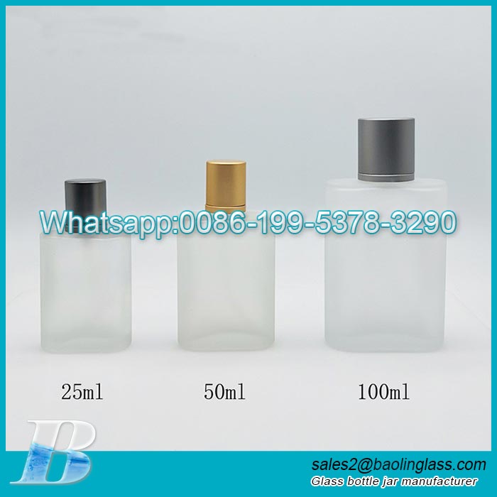 25ml 50ml 100ml Frosted glass perfume bottle with aluminum spray lid