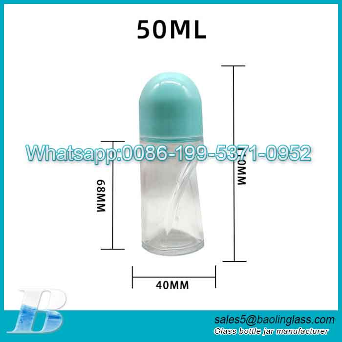1.69Bottiglie roll-on in vetro trasparente ricaricabile da 50 ml