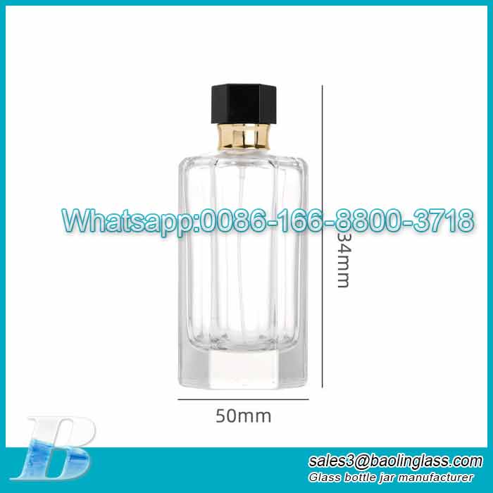 50Botella de perfume de cristal de bayoneta transparente hexagonal de 100 ml al por mayor