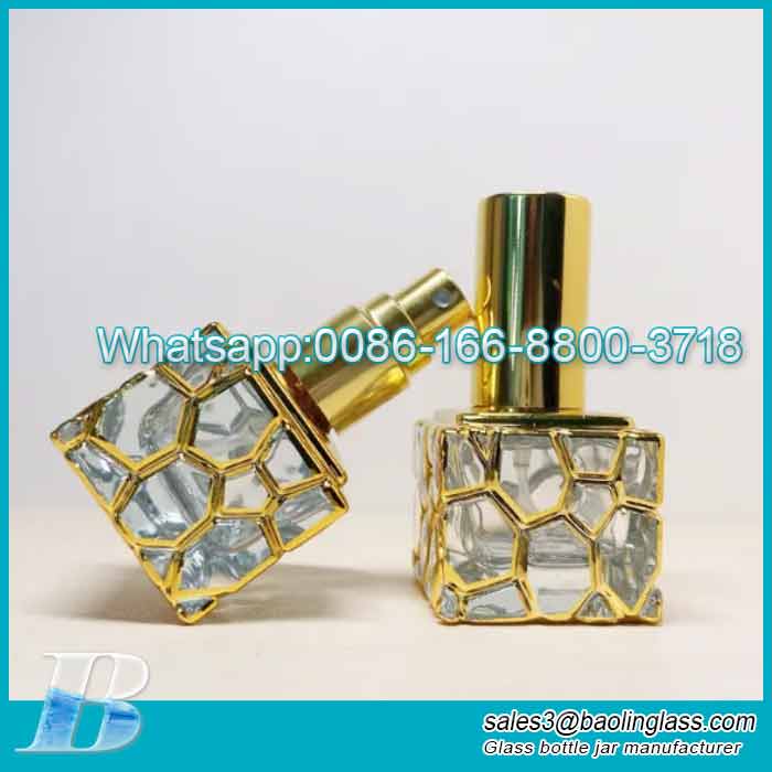 10ml Water Cube Electroplated Gold Mini Perfume Spray Bottle Wholesale
