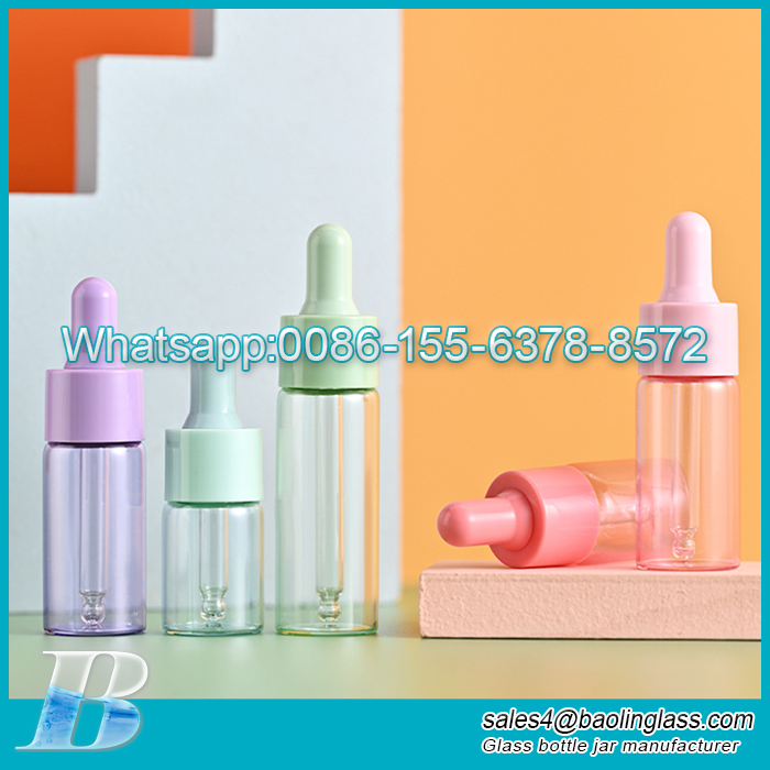 5ml 10ml Colorful essential oil glass bottle with dropper