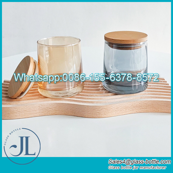 270g Candle Glass Jars With Wooden Lid In Sale