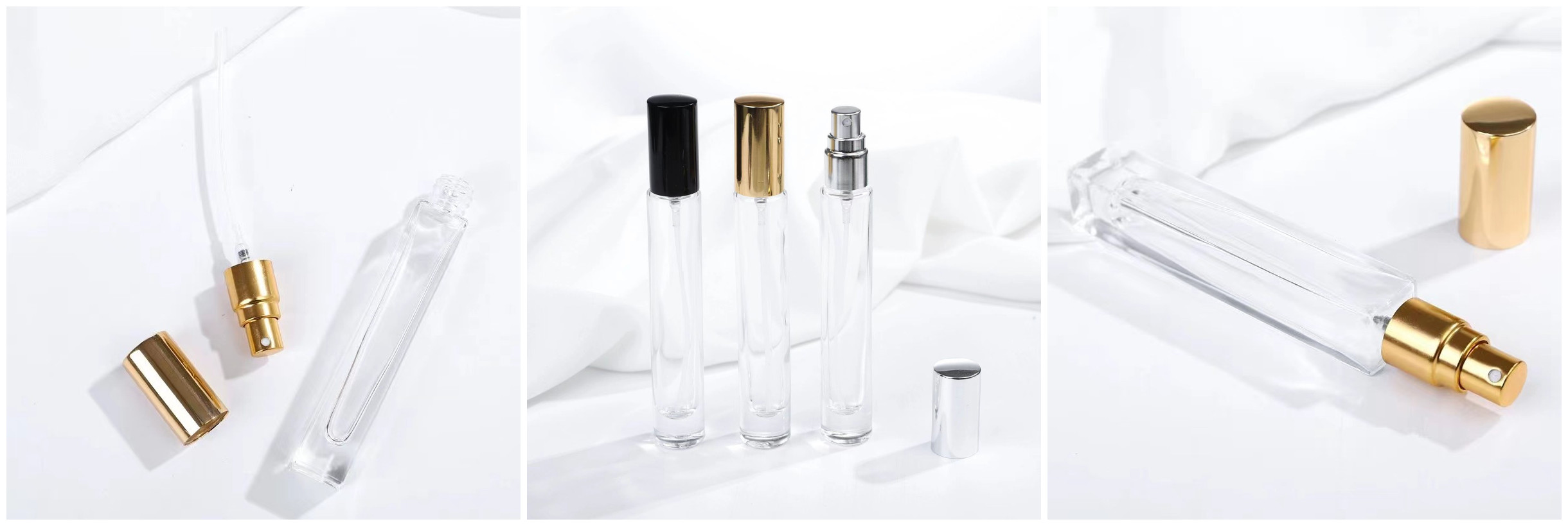 10ml Square glass perfume sample vials with screw spray
