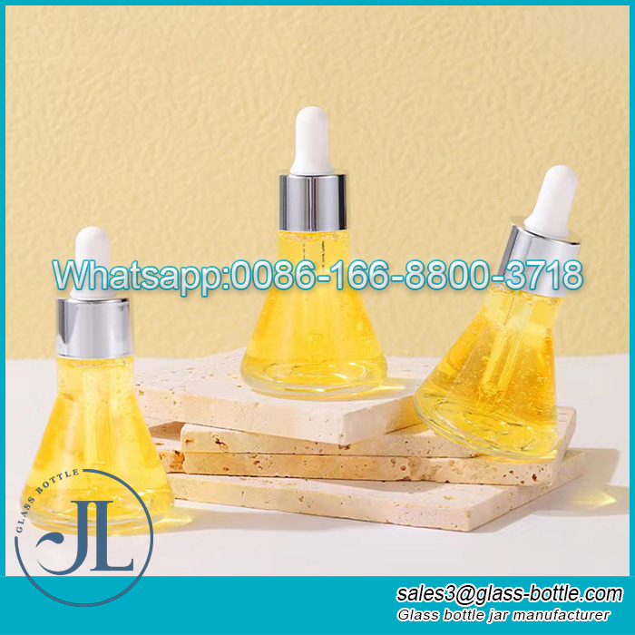 15Compte-gouttes d'huile essentielle conique Transparent ml, flacon en verre, produits de soins de la peau haut de gamme