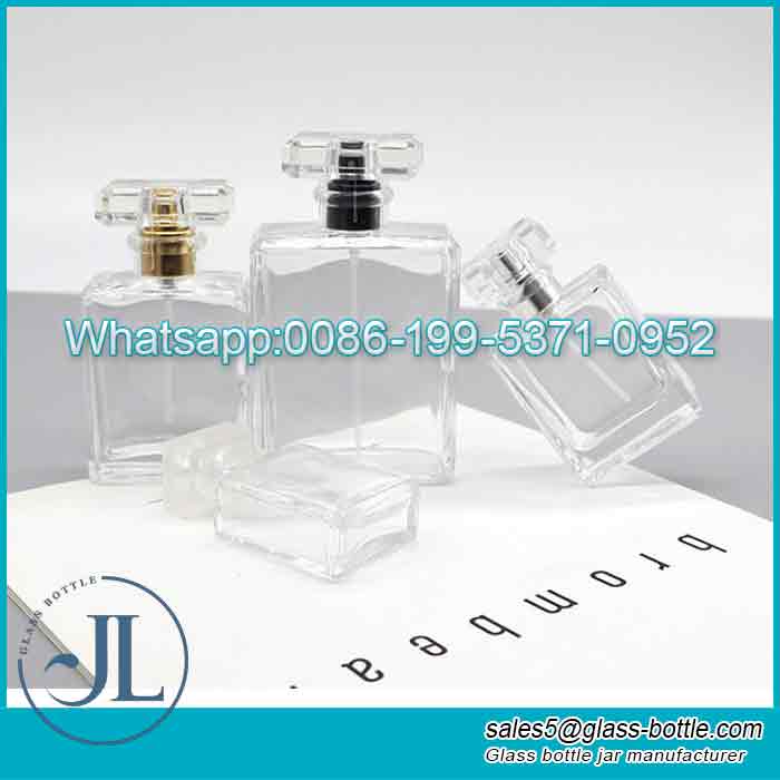 Custom 100ml high white square glass luxury perfume bottles supplier