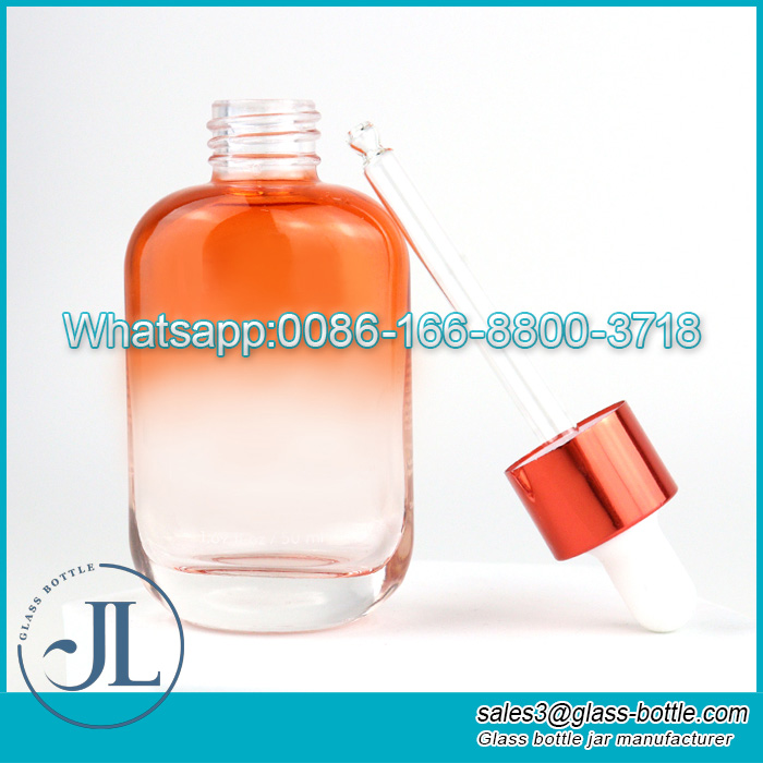 50ML Gradient Color Slanted Shoulder Glass Essential Oil Bottle with Dropper