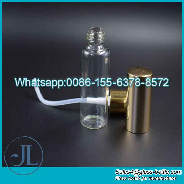 wholesale 2ml/10ml portable transparent perfume tube glass bottle with  electrolytic aluminum spray-head
