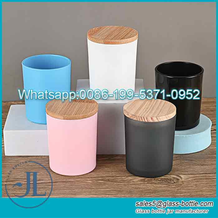 Custom 220ml glass translucent candle containers with cover
