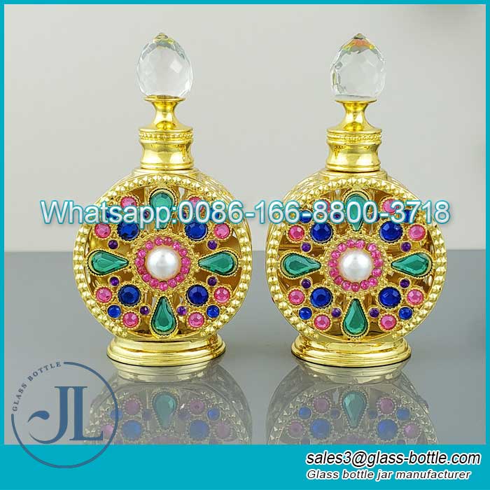10ml Empty Dubai Essential Oil Decoration and Perfume Bottle Bottle Set with Gemstones Vintage Design Portioning