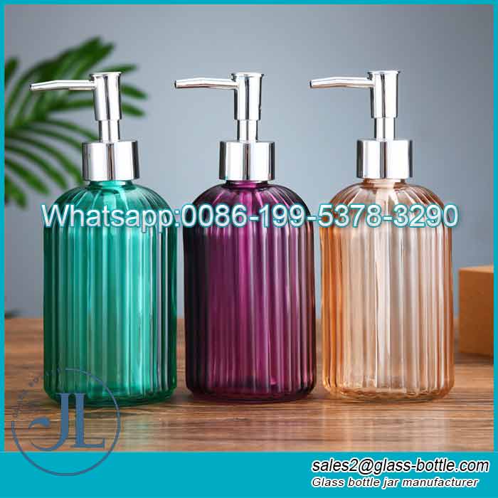 400ml Vertical stained-glass Lotion dispenser Face Wash shower gel glass bottle