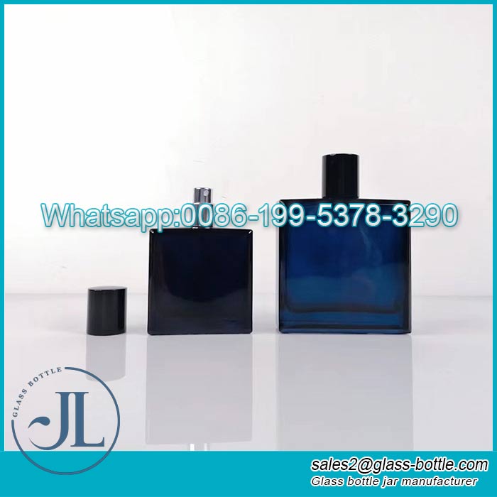 50ml 100ml Customize flat square glass perfume bottle with spry lid