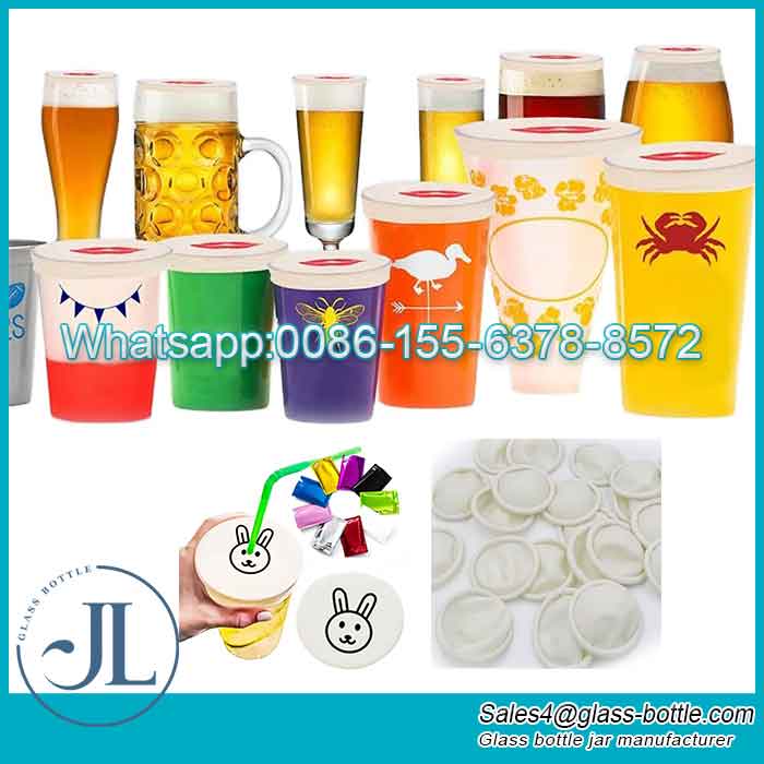 Custom Logo Reusable Latex Drink Cover With Straw Hole For Drinks