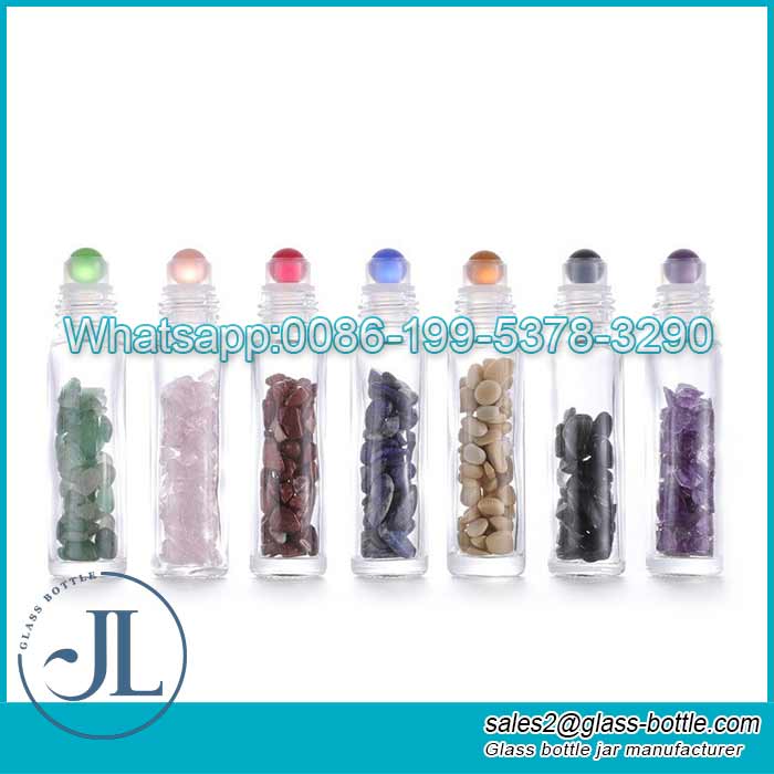 10ml Clear ball bottle with colored glass beads perfume rolling bead bottle