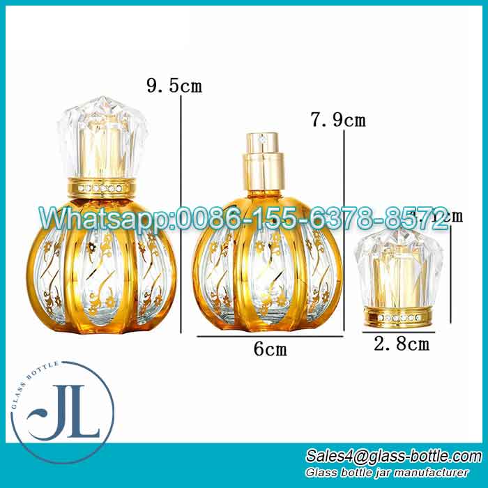 50ml Golden Electroplated Pumpkin Perfume Dispenser Bottle With Crystal Cap