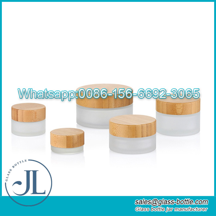 50ML(50g) Frosted Glass Jar with Bamboo Lid