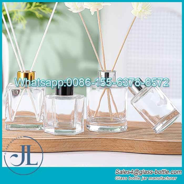 Cylinder Square Fire Free Rattan Reed Diffuser Bottle With Cap and Inner Plug