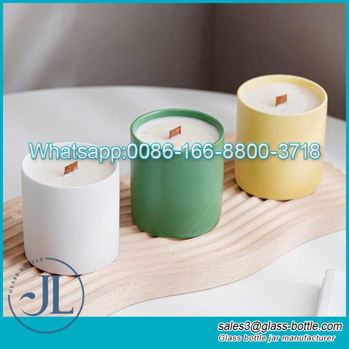 Vaso per candele profumate per uso domestico in ceramica diritta opaca tinta unita, ornamenti decorativi, contenitore per cera di soia, tazza vuota