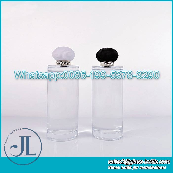 250ml Luxury cylinder refillable glass perfume bottle with spray mist lid