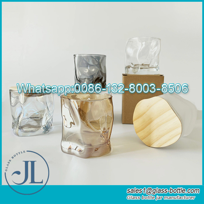 180ml cristalería vaso de agua vaso con tapa de bambú