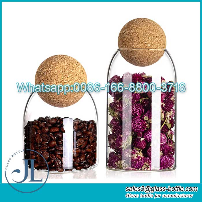 Cork Ball Stopper Lid Glass Food Jar For Pantry