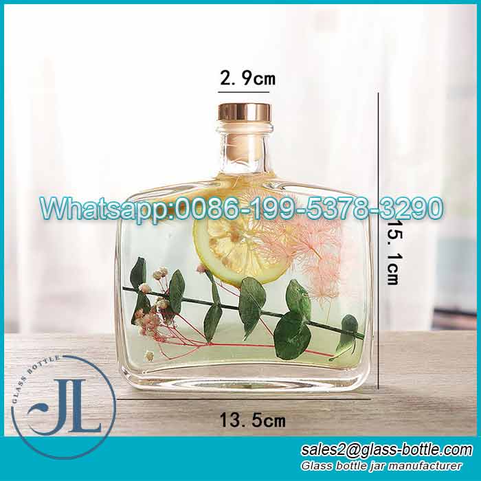 Frasco difusor de palheta de aroma de vidro luxuoso de 350ml com rolha