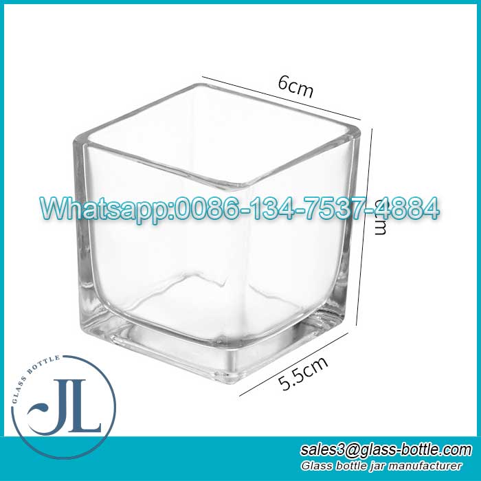 Tarro de vela cuadrado de lujo con recipiente de vidrio personalizado con tapas para hacer velas