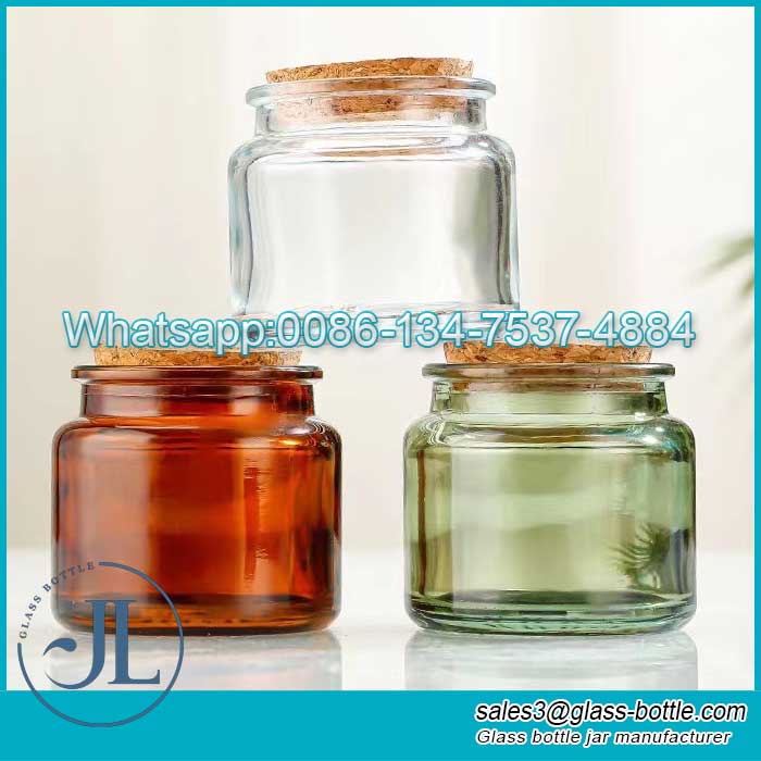Empty Multifunctional Transparent Candle Glass Jar Storage Container with Cork Stopper