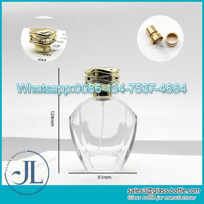 100ML fächerförmige exquisite Glasnebelspray-Parfümflasche mit Kunststoffdeckel