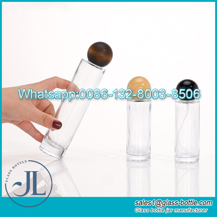 Luxury crimp neck 50ml 100ml slender perfume bottle with ball lid