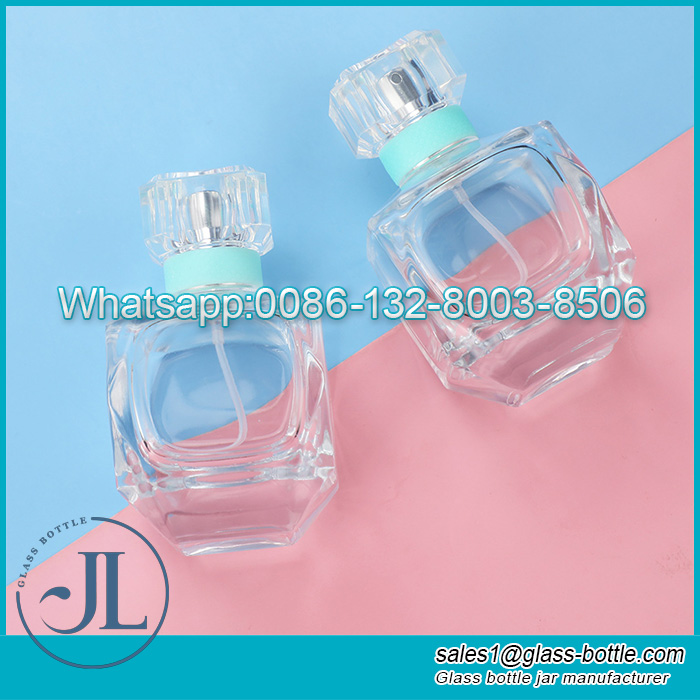 Empty 50ml crystal diamond glass perfume bottles with lid