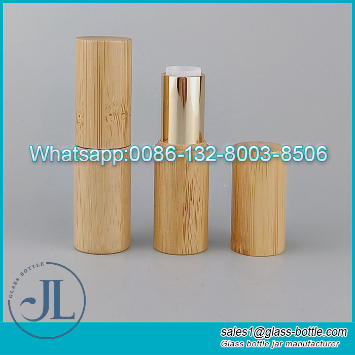 Recipientes vazios de tubo de bálsamo labial de bambu natural de 5g de batom brilho labial